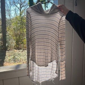 Free People Striped Mock Neck Shirt